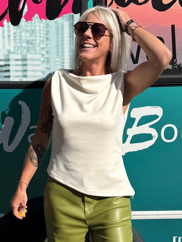 Seraphine Suede Top in Cream