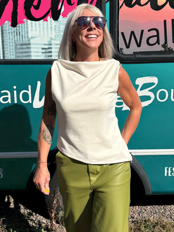 Seraphine Suede Top in Cream