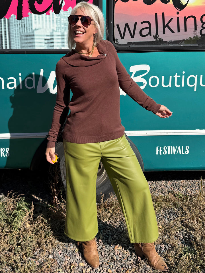 Green Faux Leather Pants