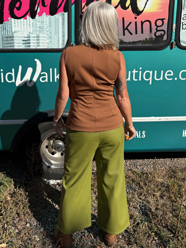Green Faux Leather Pants