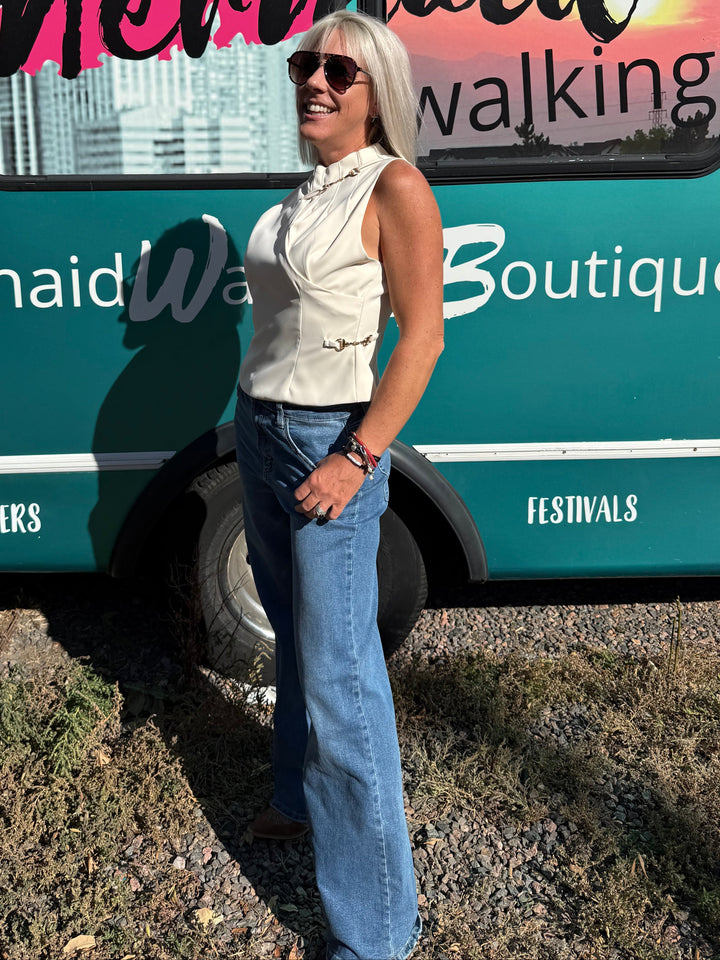 Buckle Up Top in Cream