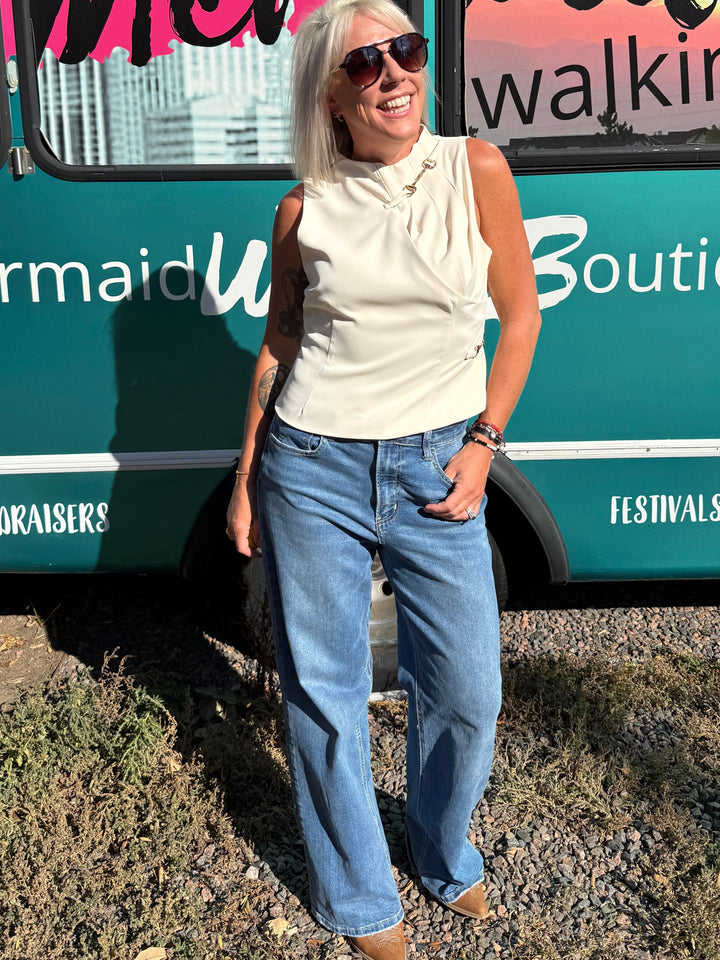 Buckle Up Top in Cream