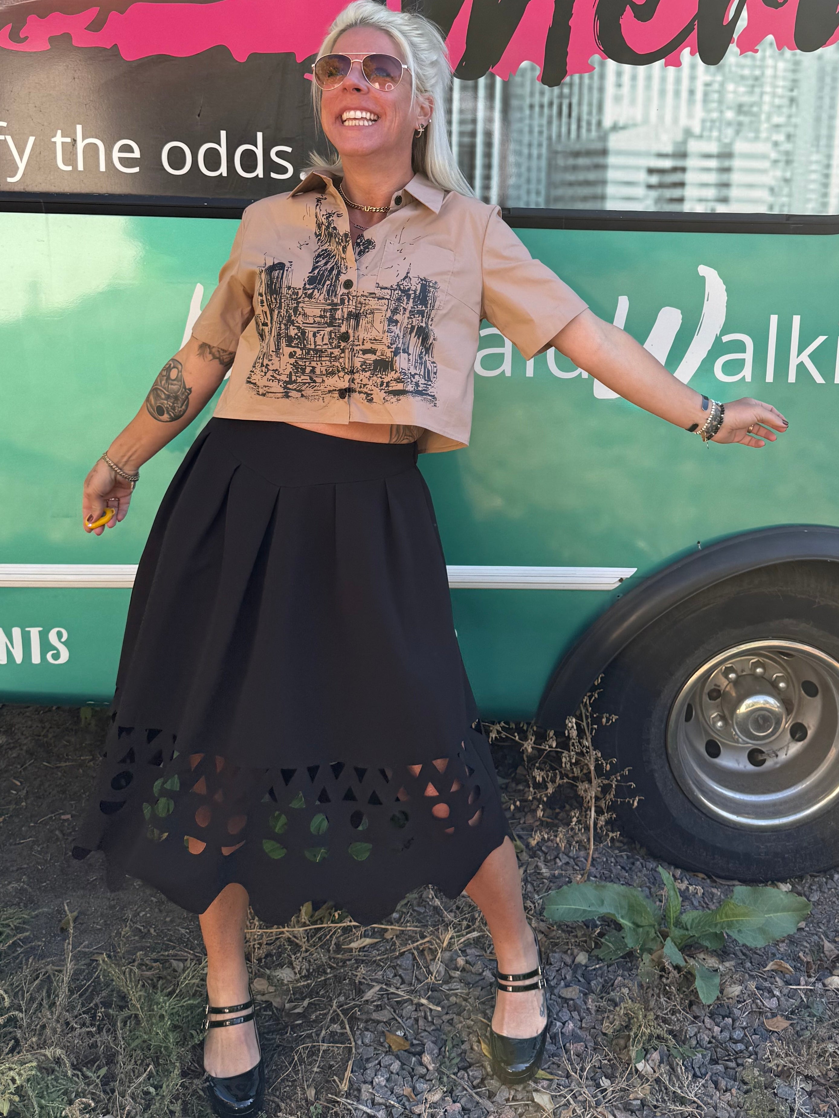 Mary Cutout Skirt in Black