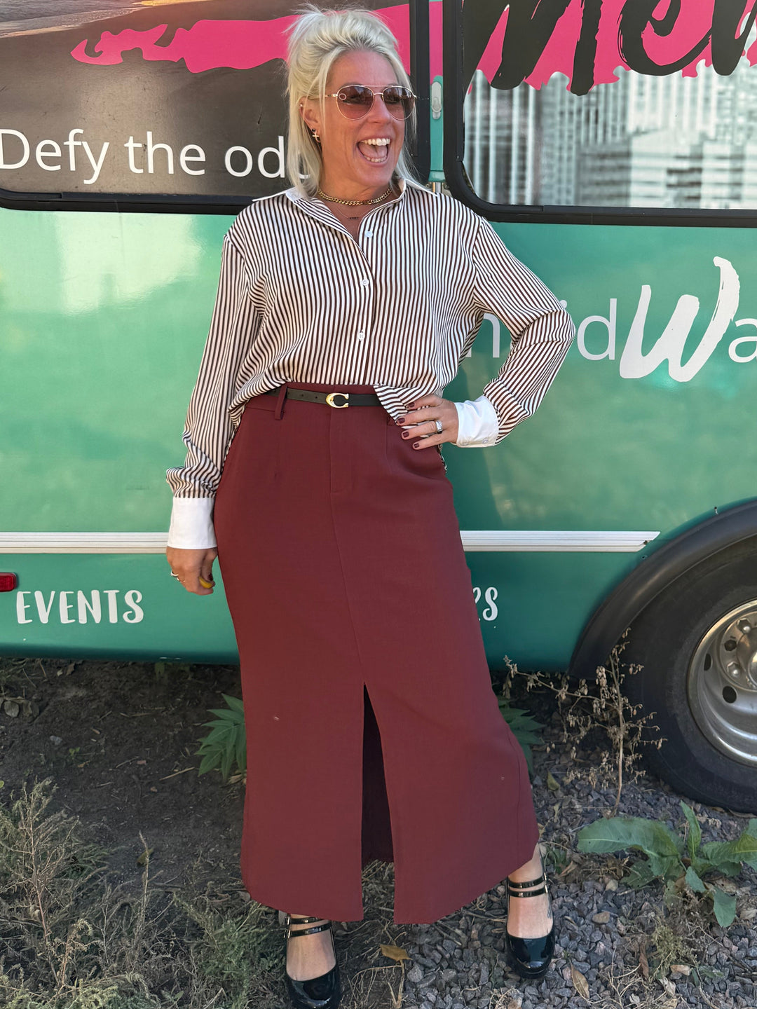 Briar Stripe Blouse in Brown