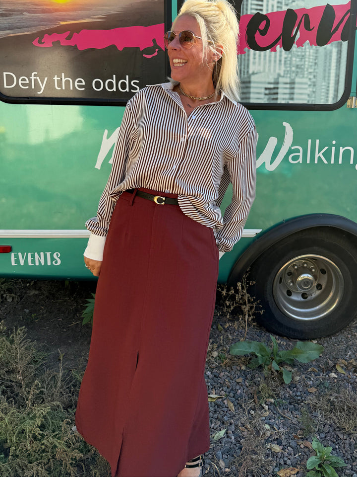 Briar Stripe Blouse in Brown