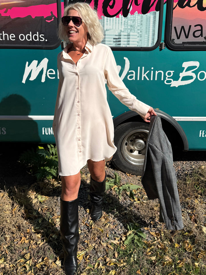 Beckett Shirt Dress in Cream