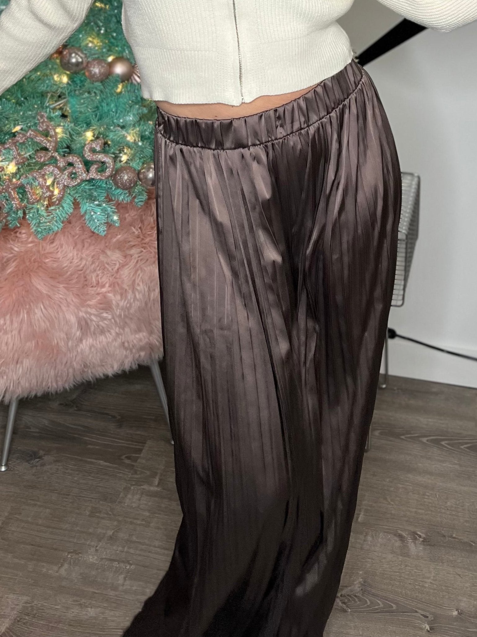 Mocha Pleated Skirt Pants