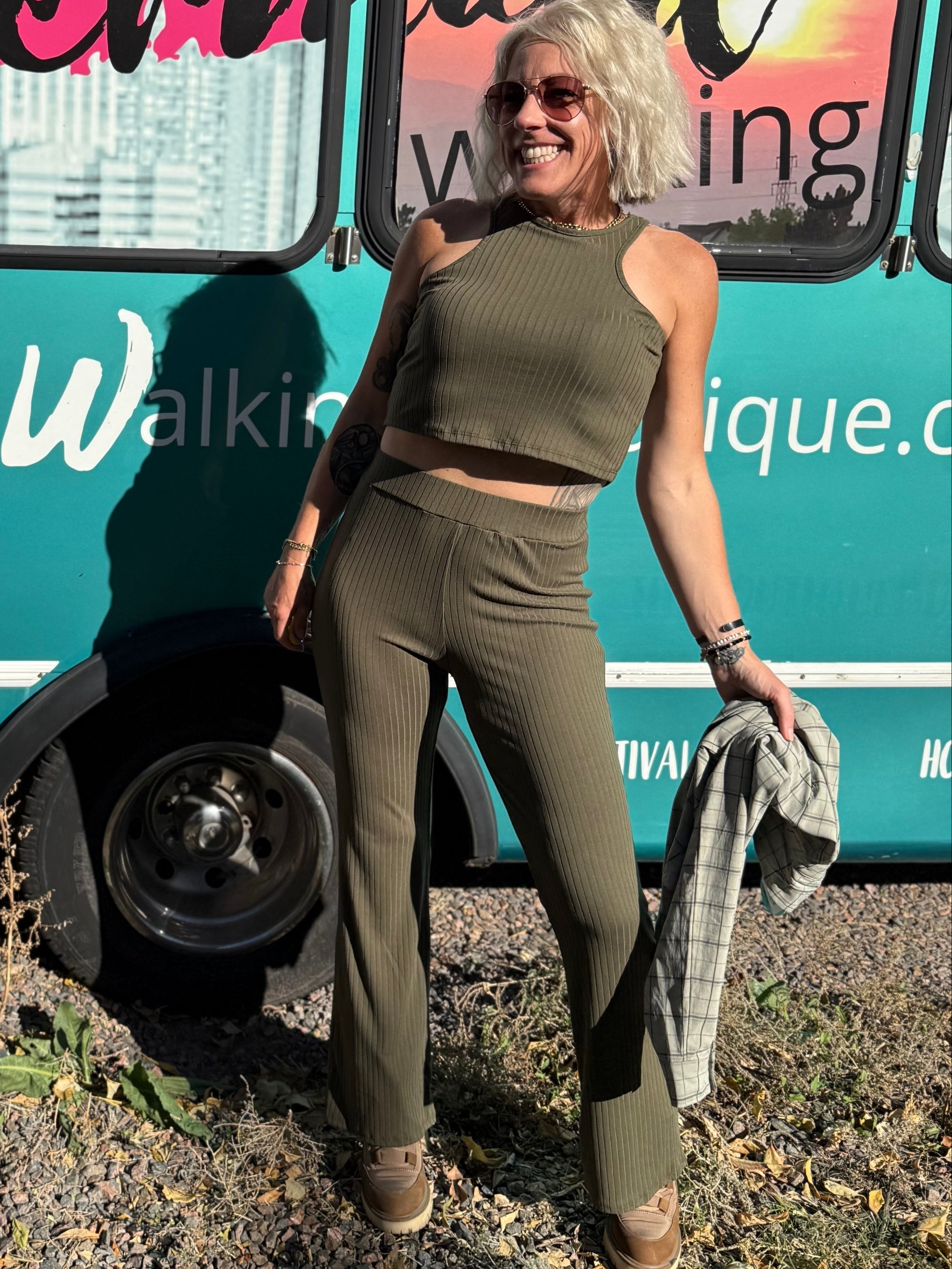 Randi Ribbed Olive Set