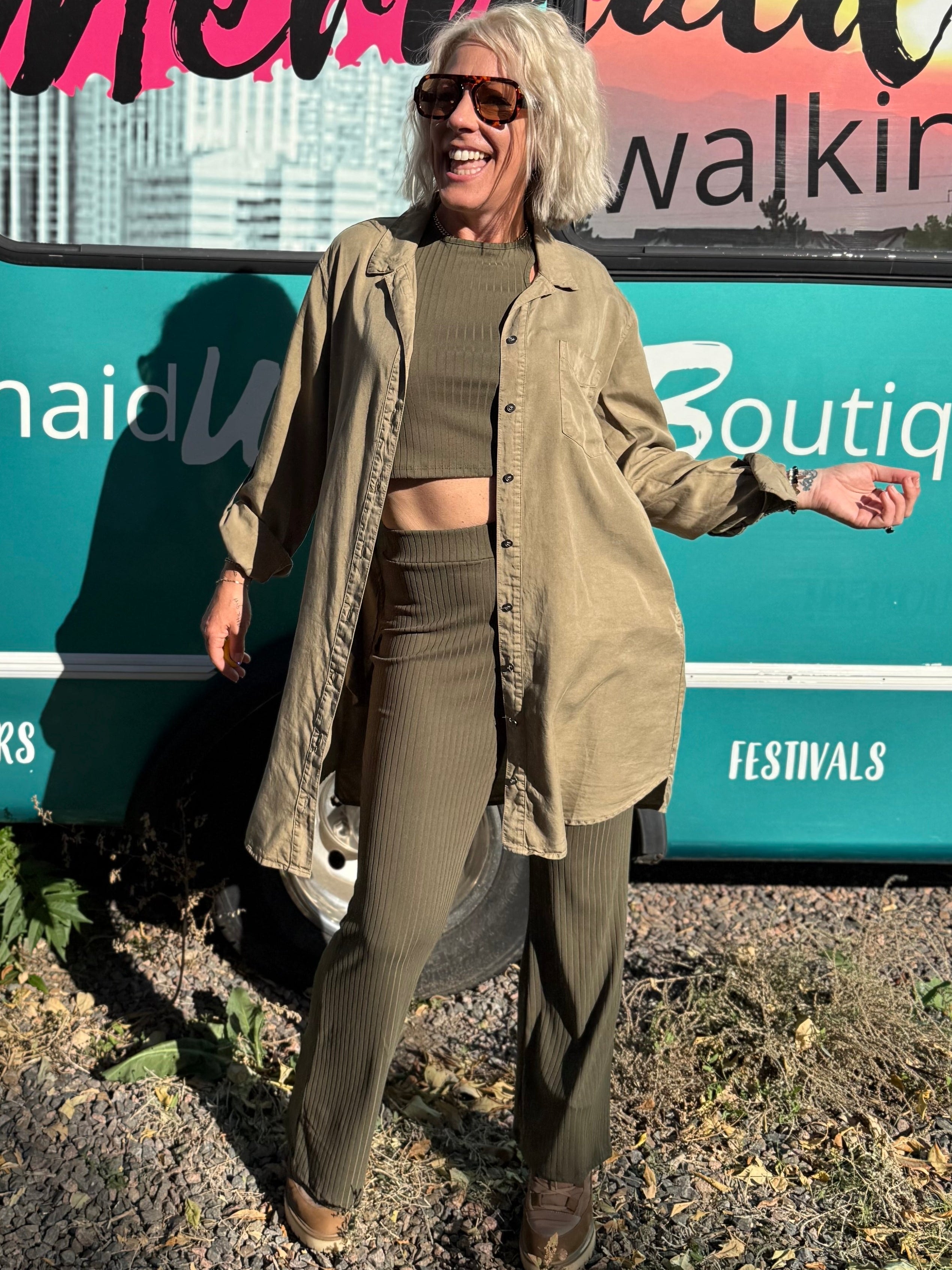 Randi Ribbed Olive Set