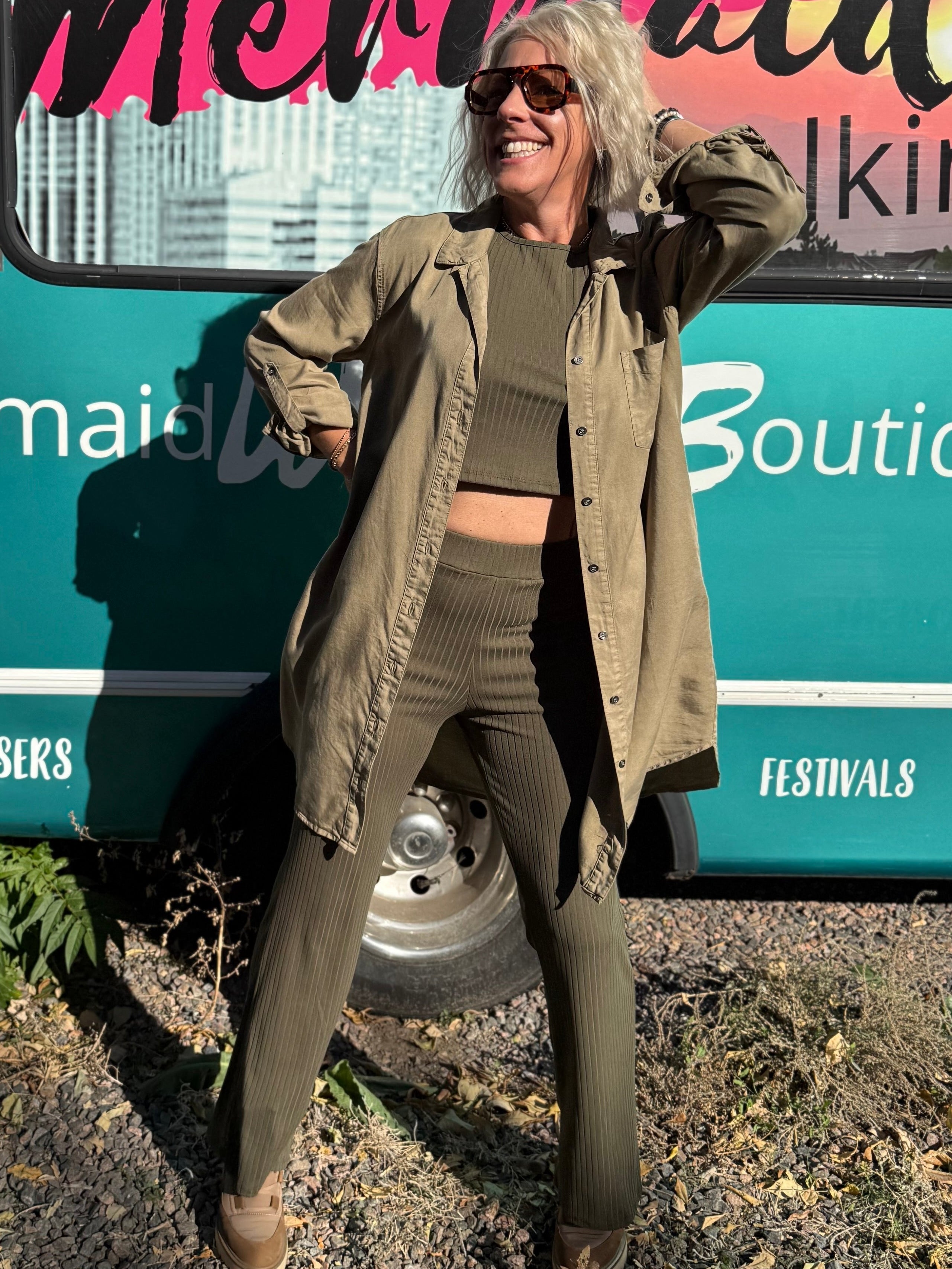 Randi Ribbed Olive Set