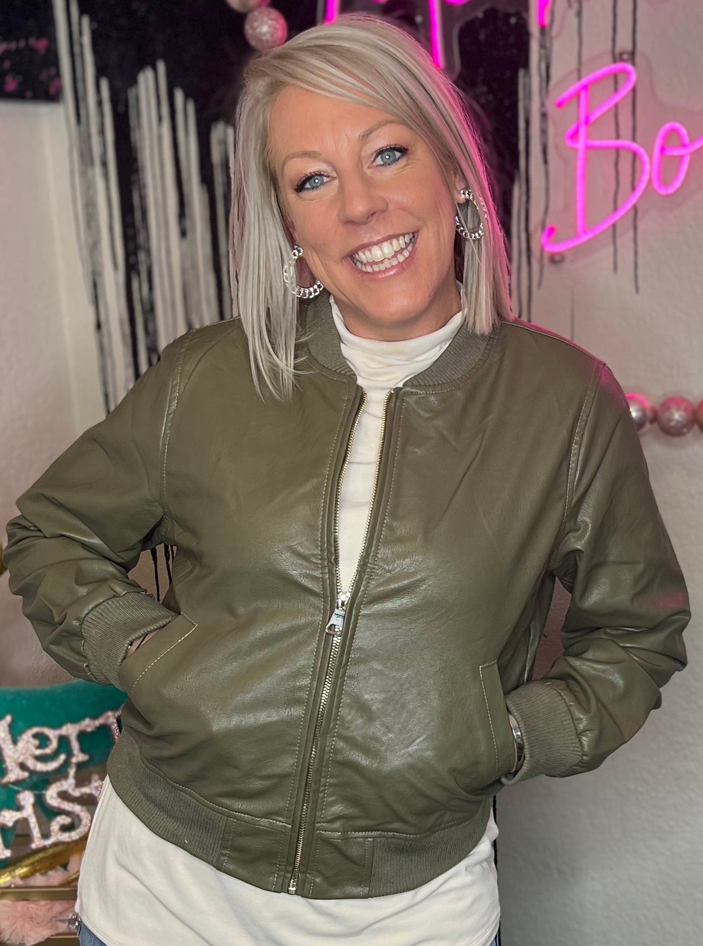 Betty Bomber Jacket in Olive