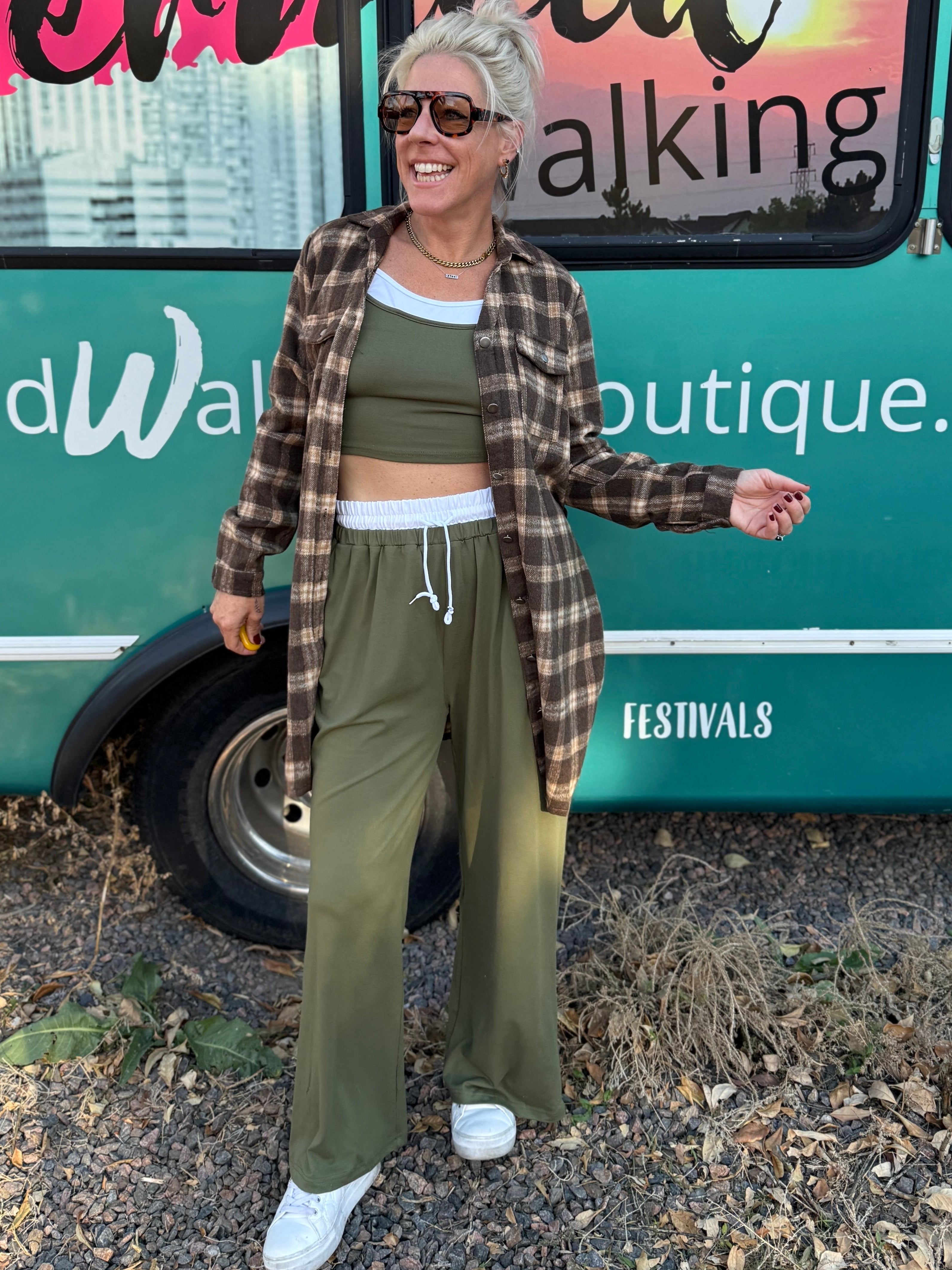 Rowan Plaid Shirt Dress in Brown