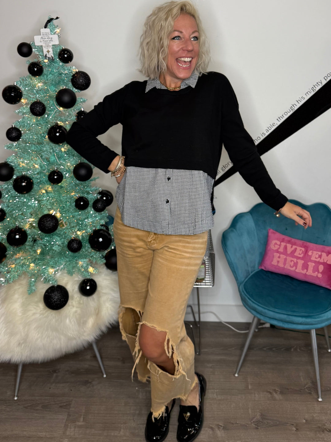 Christina Check Top