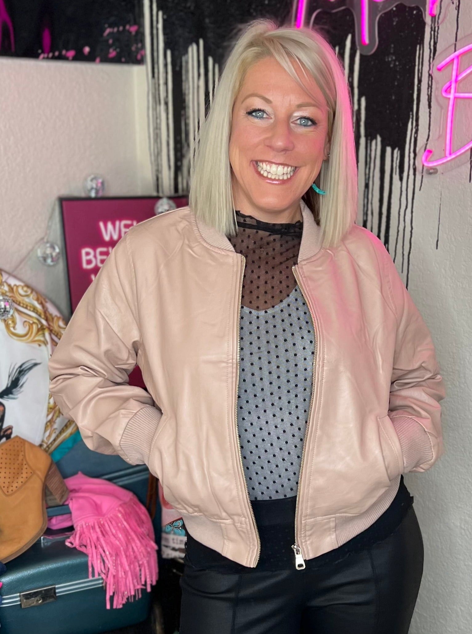 Betty Bomber Jacket in Pink