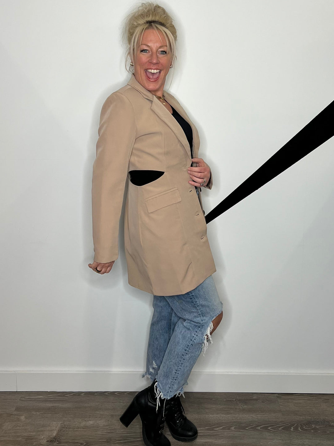 Lauren Blazer Dress in Taupe