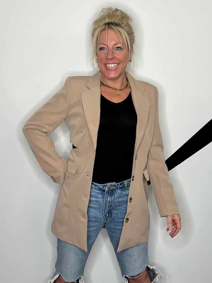Lauren Blazer Dress in Taupe