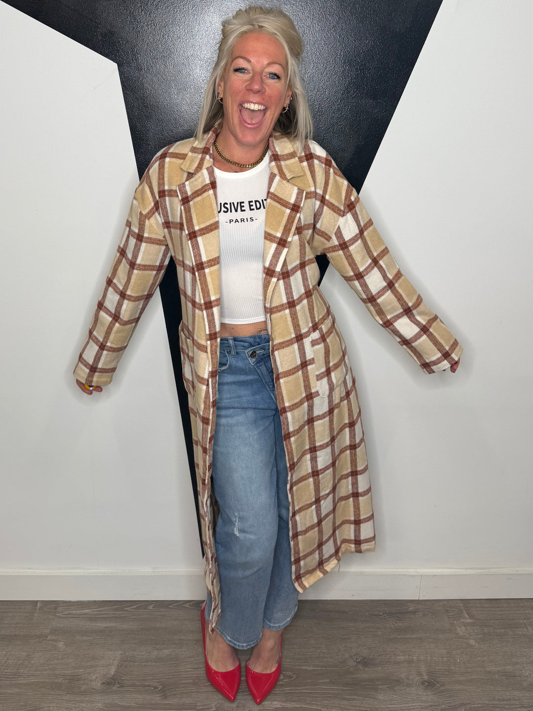 Kyleigh Plaid Long Duster Coat