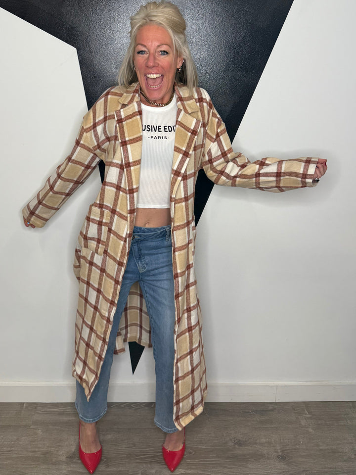 Kyleigh Plaid Long Duster Coat