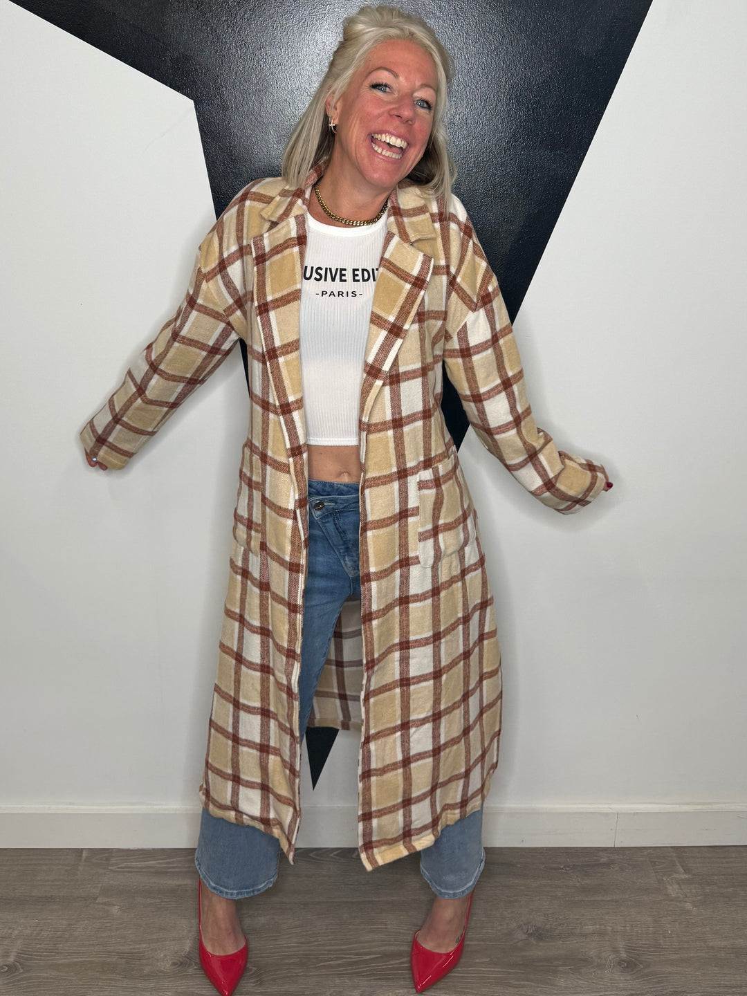 Kyleigh Plaid Long Duster Coat