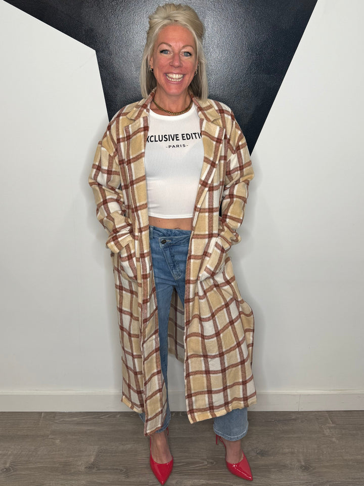 Kyleigh Plaid Long Duster Coat
