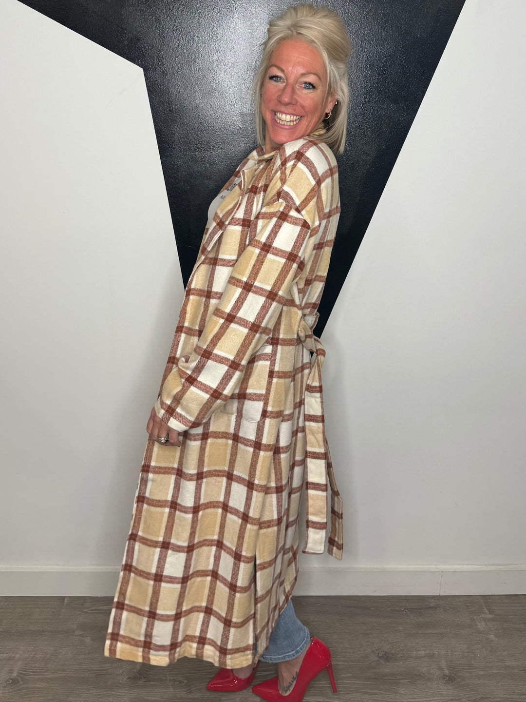 Kyleigh Plaid Long Duster Coat