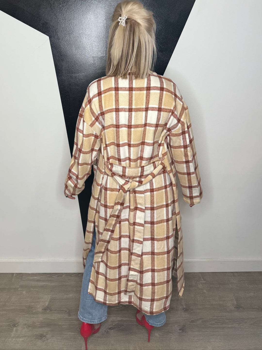 Kyleigh Plaid Long Duster Coat