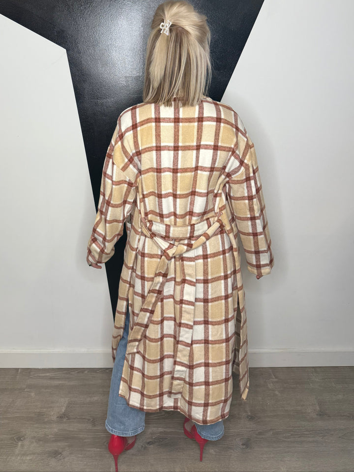 Kyleigh Plaid Long Duster Coat