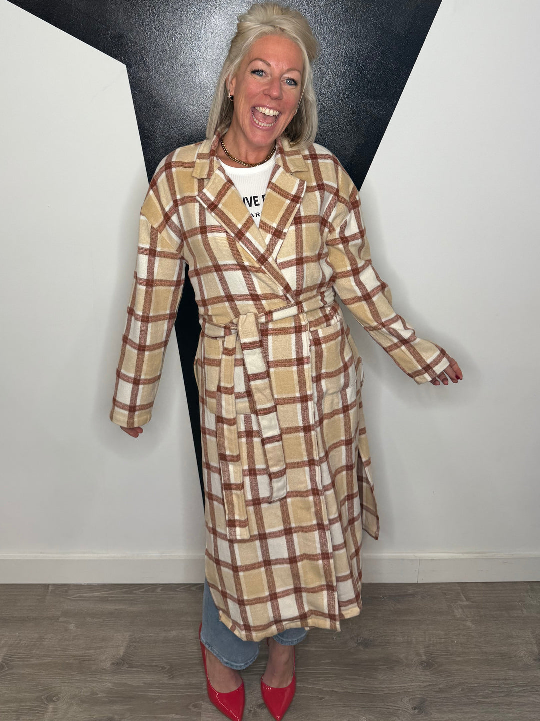 Kyleigh Plaid Long Duster Coat