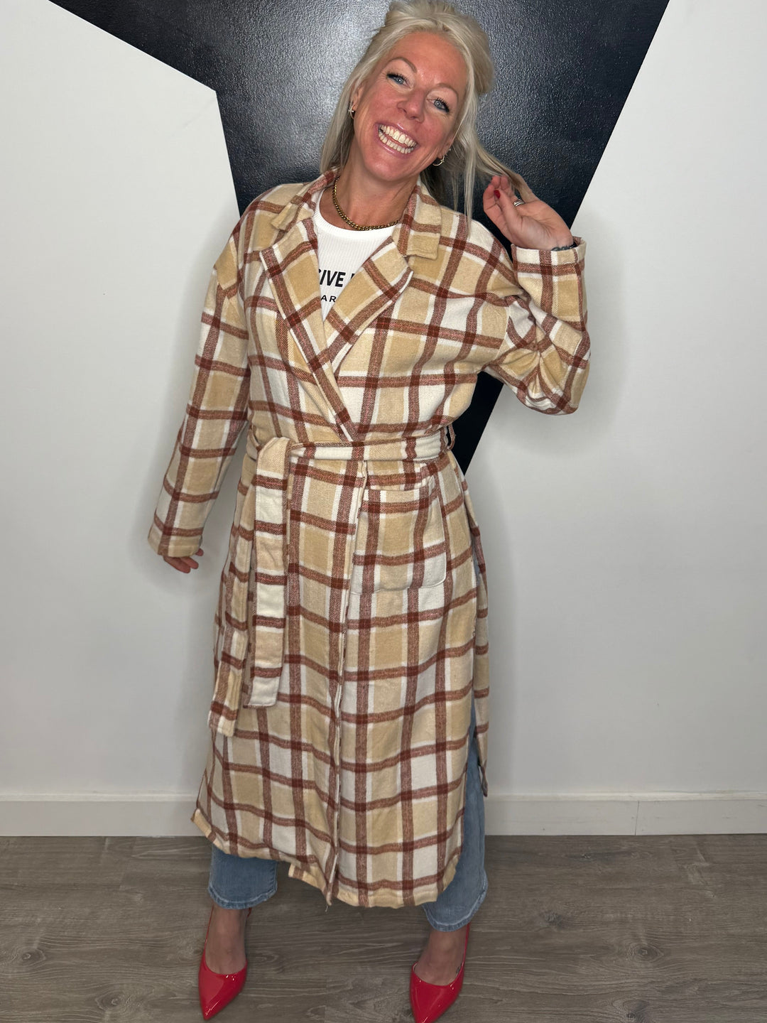 Kyleigh Plaid Long Duster Coat