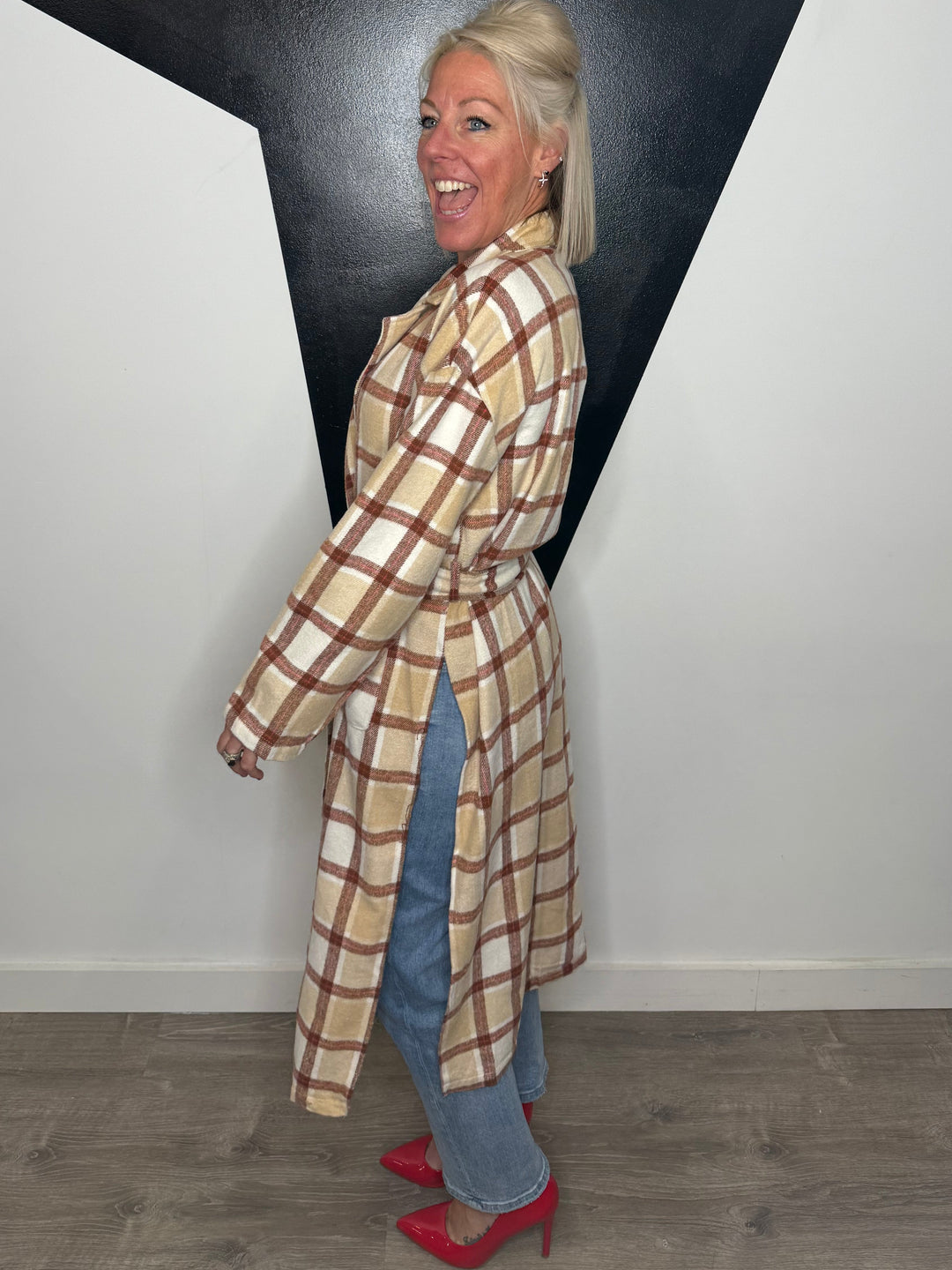 Kyleigh Plaid Long Duster Coat