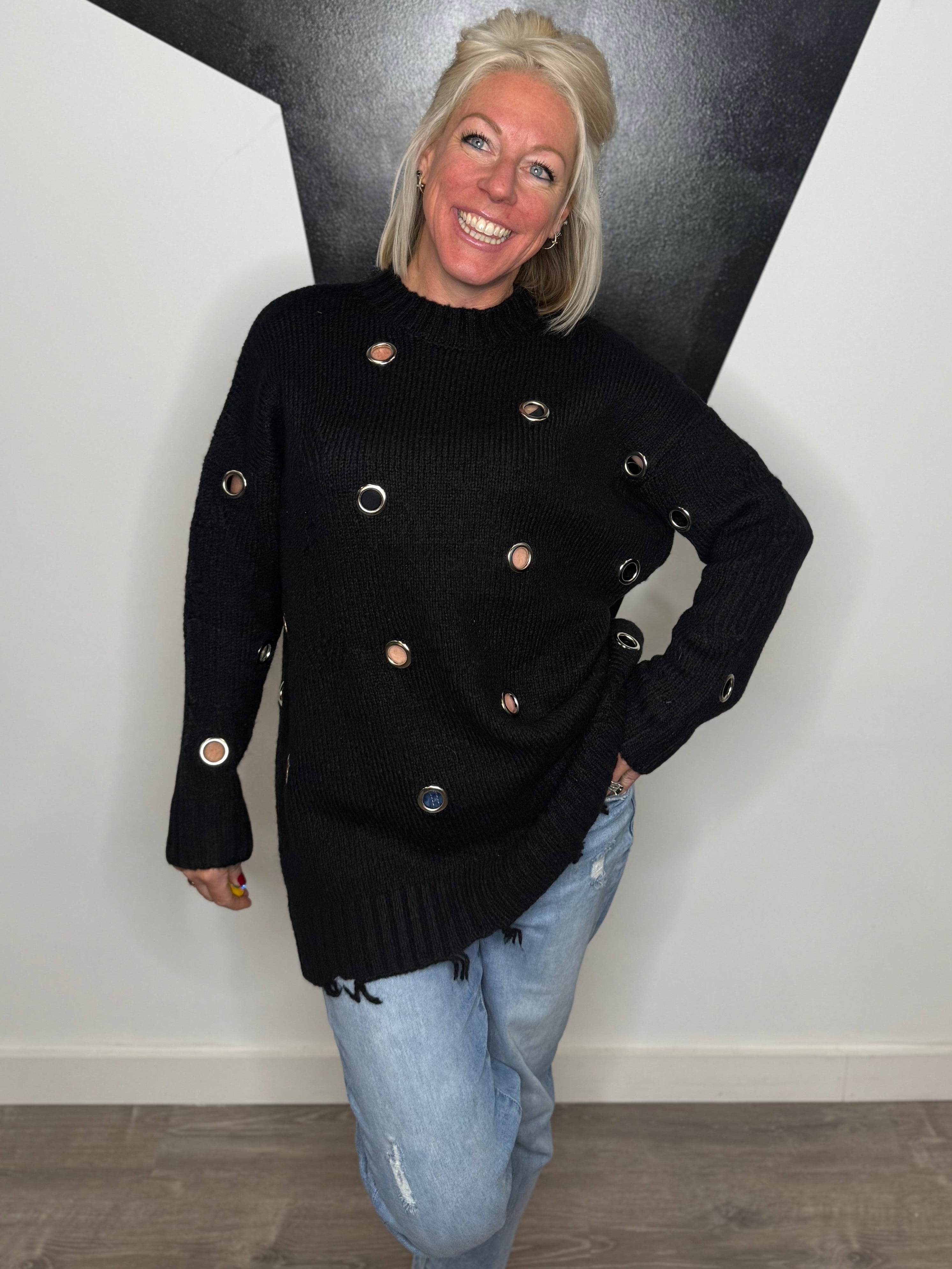 Depp Distressed Tunic Sweater