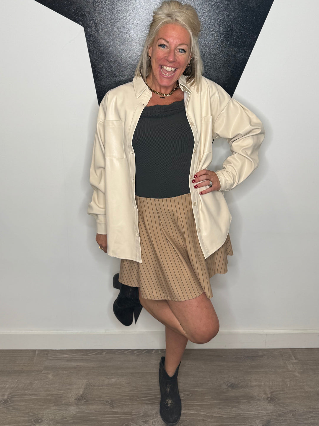 Monroe Faux Leather Shacket