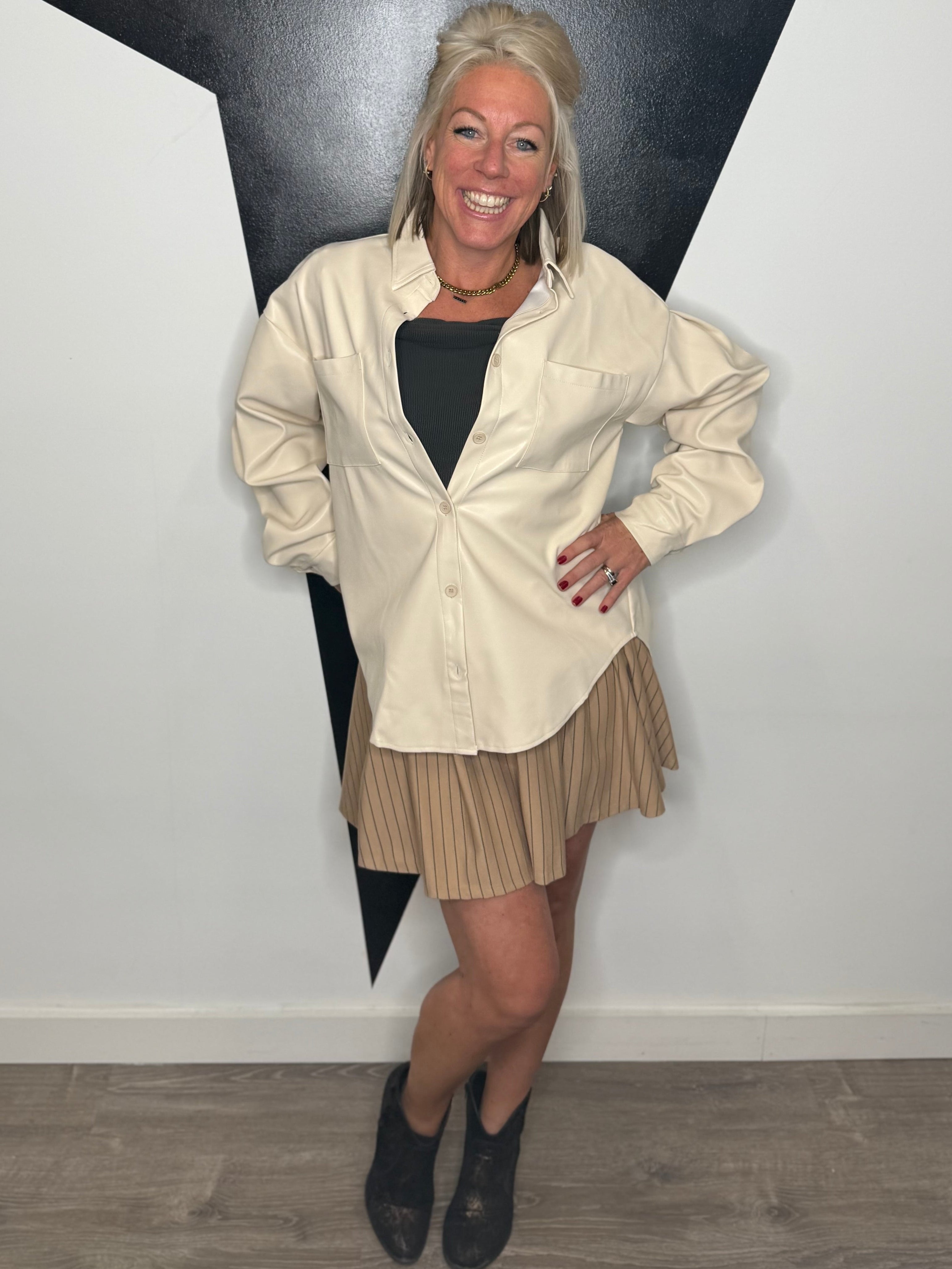 Monroe Faux Leather Shacket