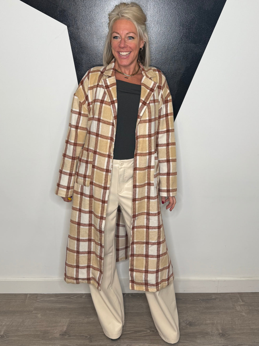 Kyleigh Plaid Long Duster Coat