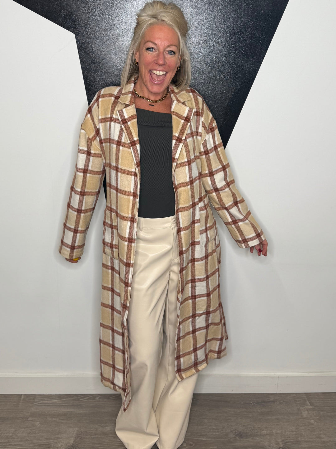 Kyleigh Plaid Long Duster Coat