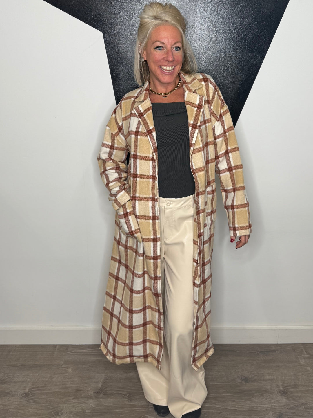 Kyleigh Plaid Long Duster Coat
