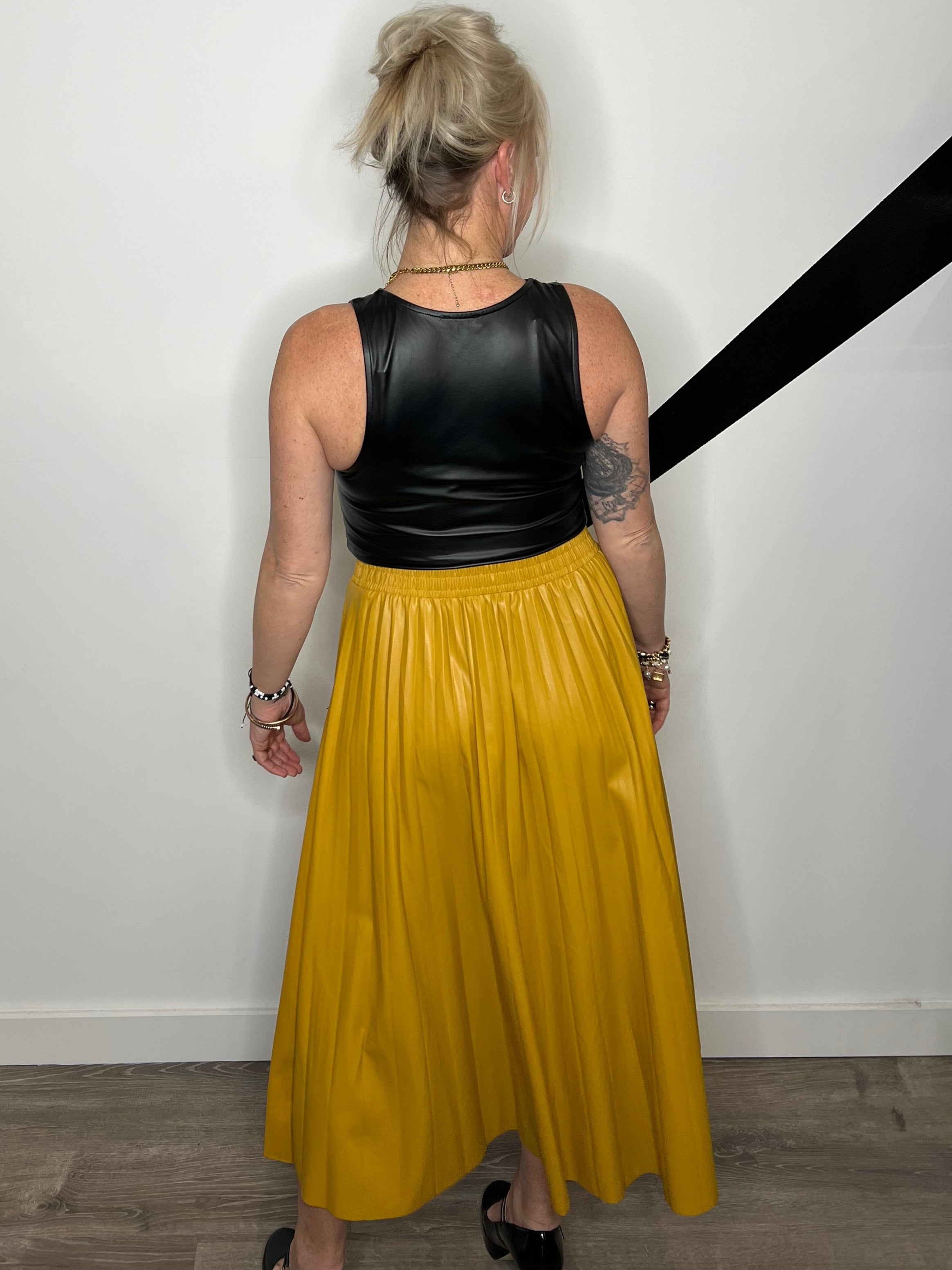 Polly Pleated Pleather Skirt