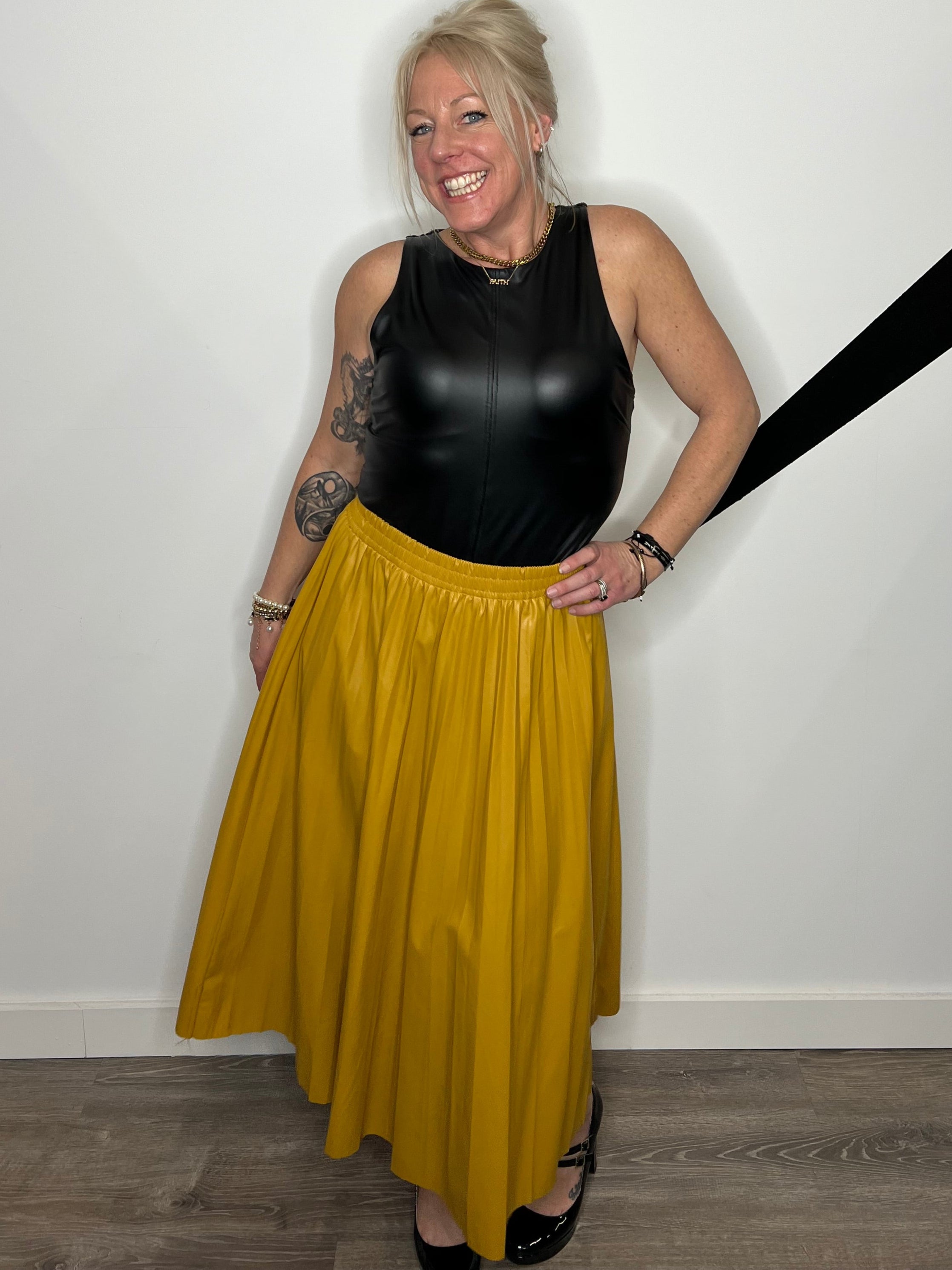 Polly Pleated Pleather Skirt