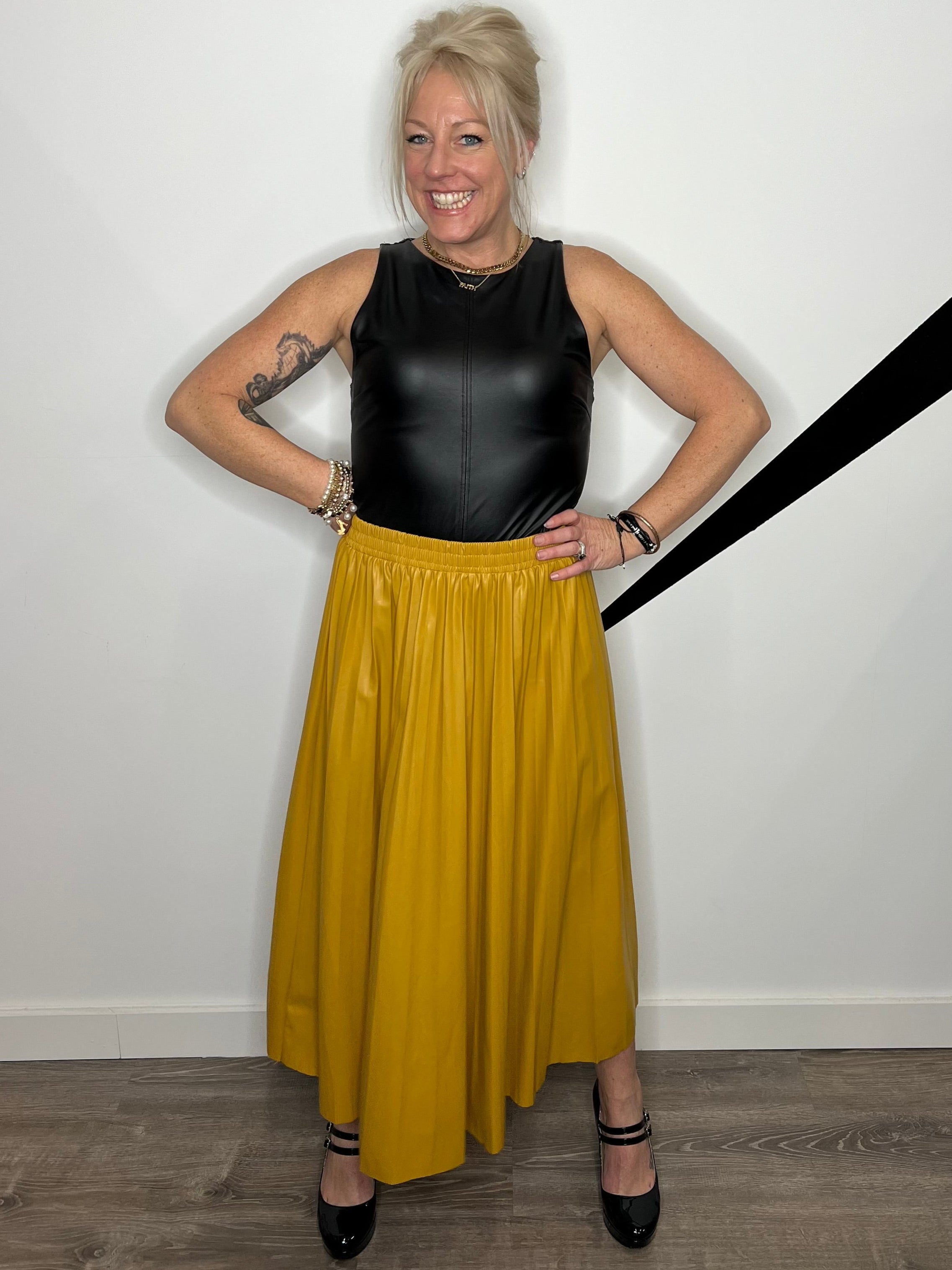 Polly Pleated Pleather Skirt