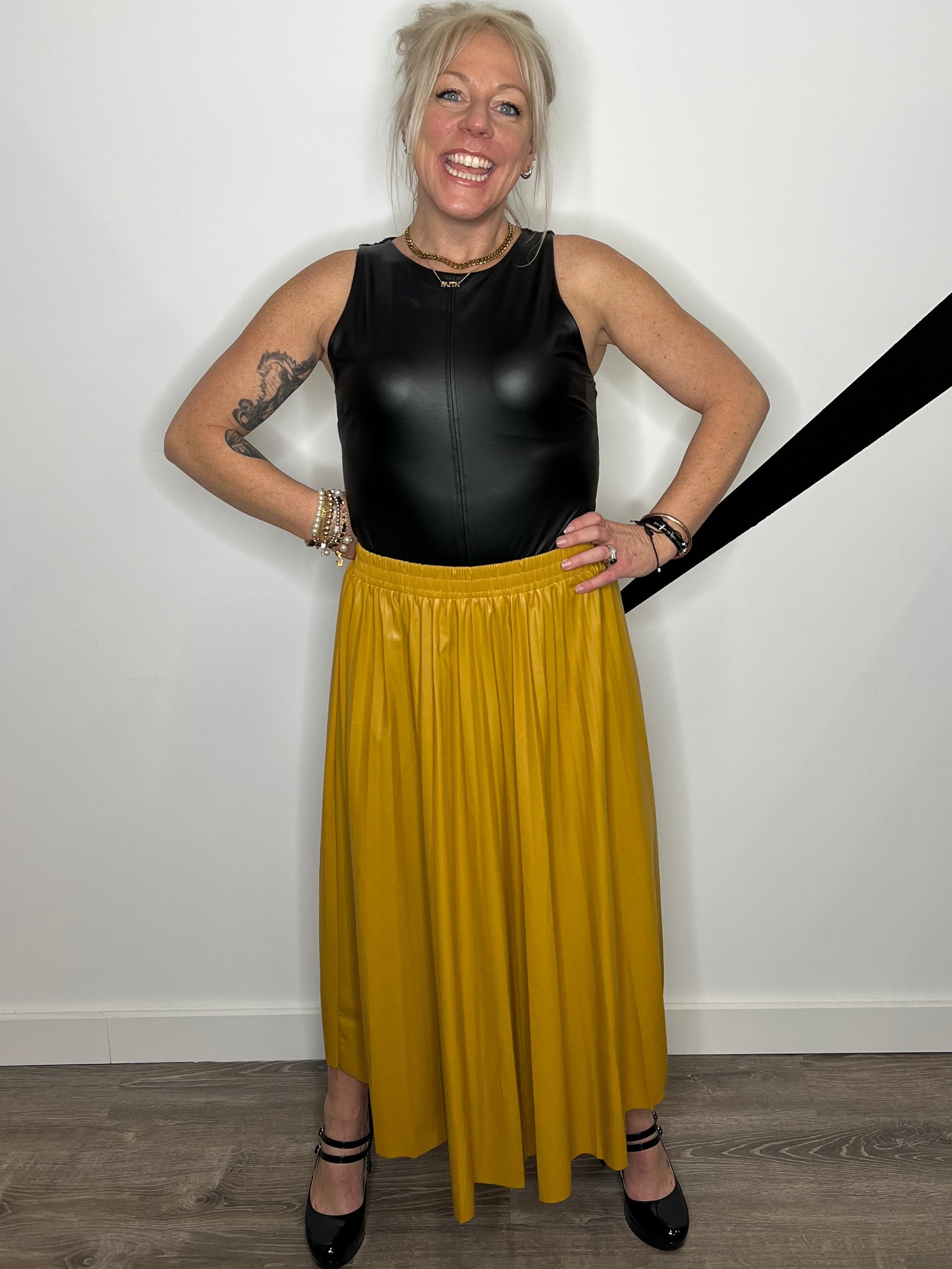 Polly Pleated Pleather Skirt