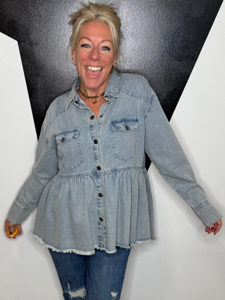 Silas Denim Peplum Shirt
