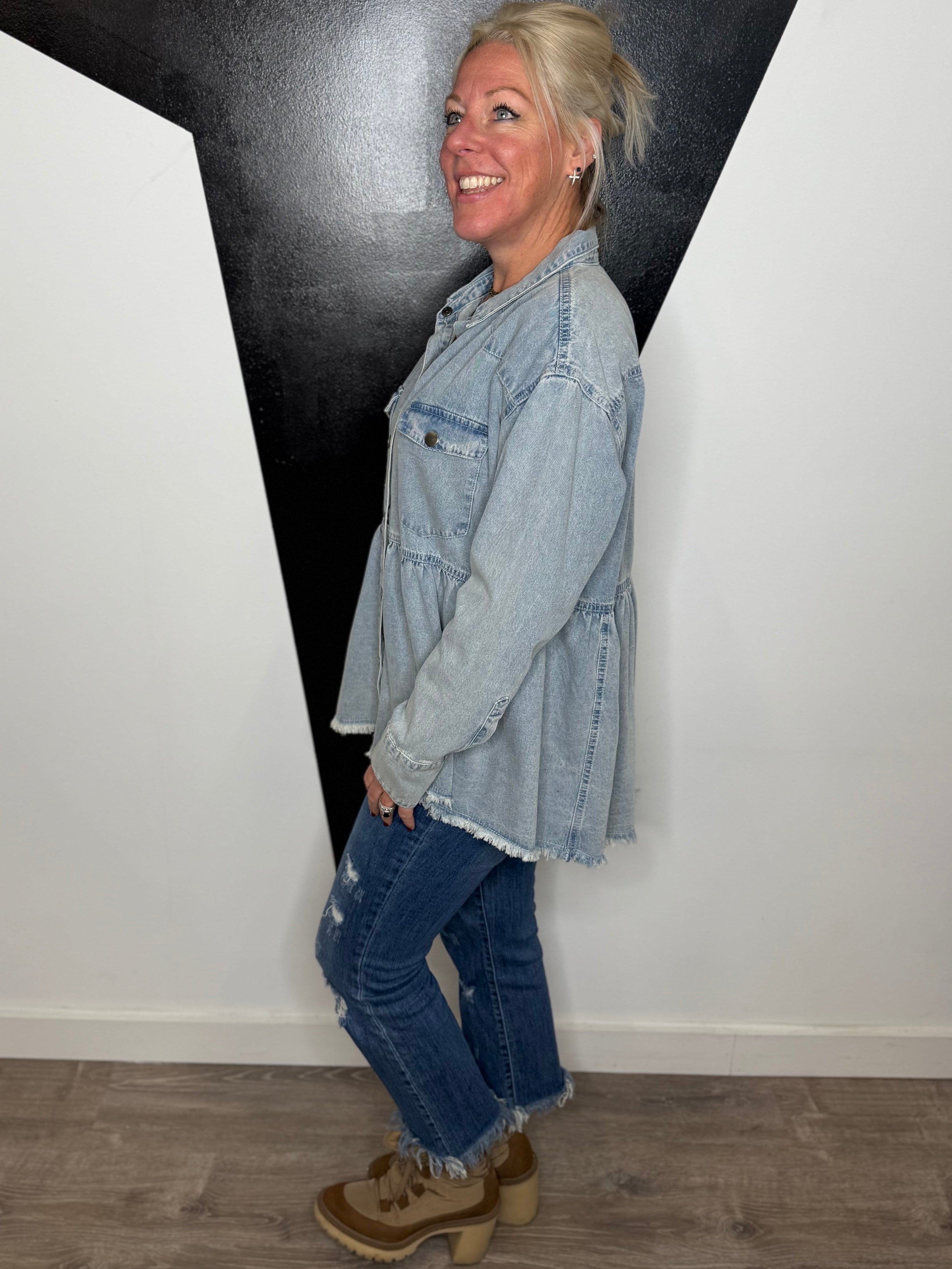 Silas Denim Peplum Shirt