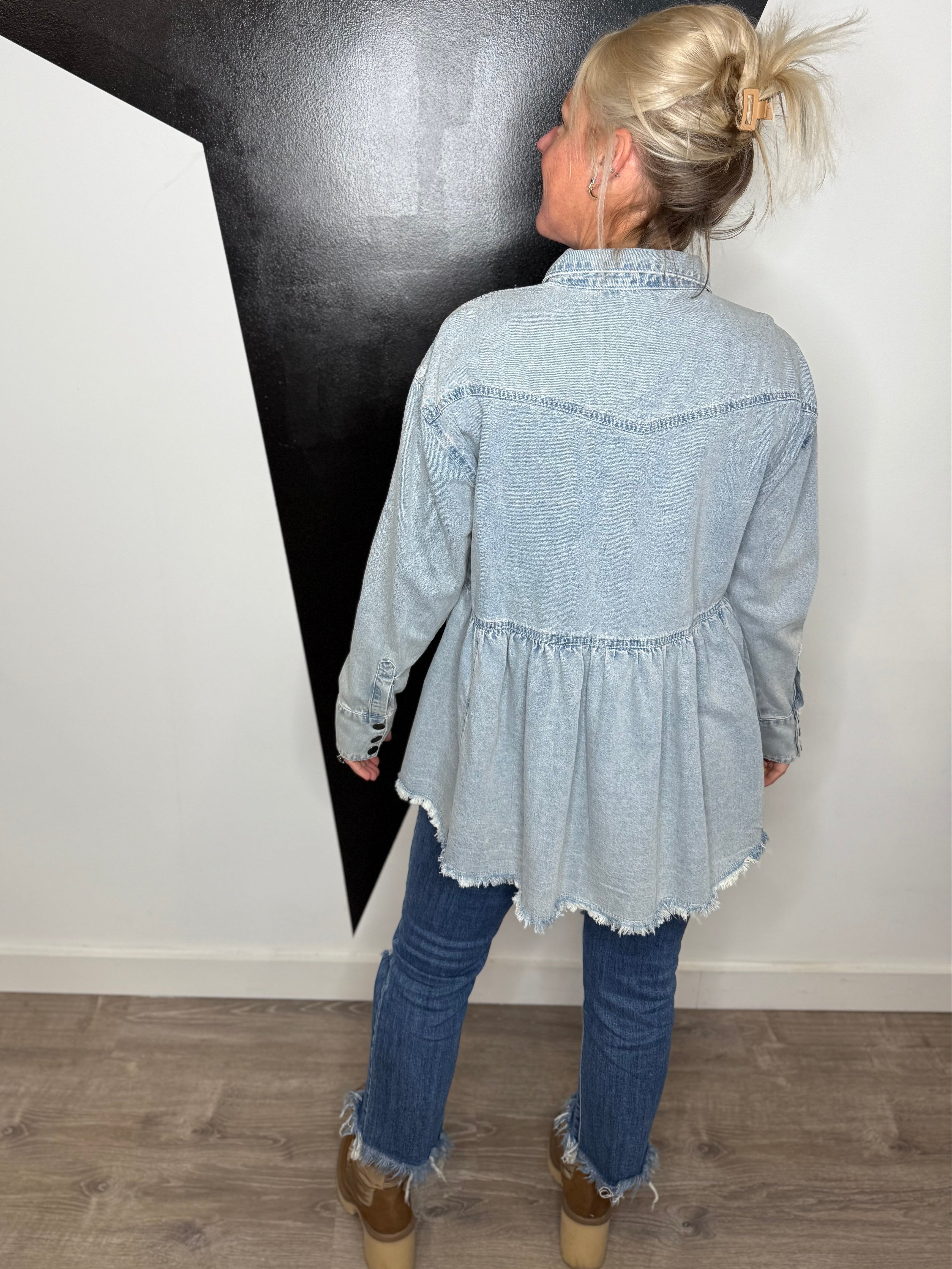 Silas Denim Peplum Shirt