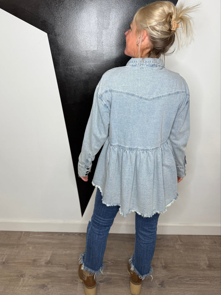 Silas Denim Peplum Shirt