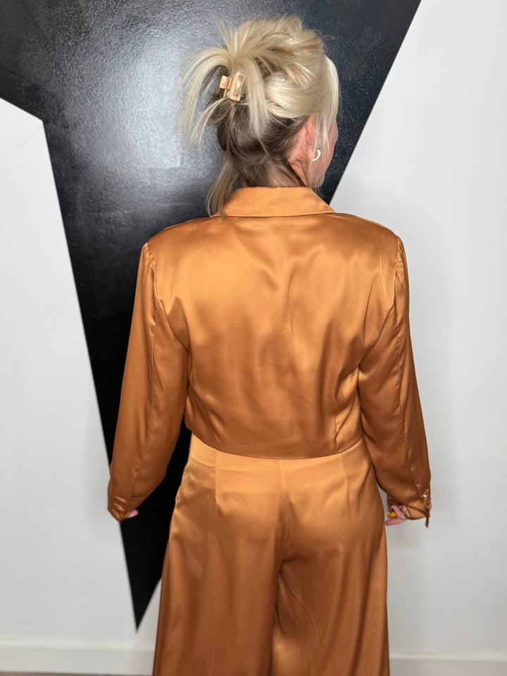 Ezra Satin Crop Blazer