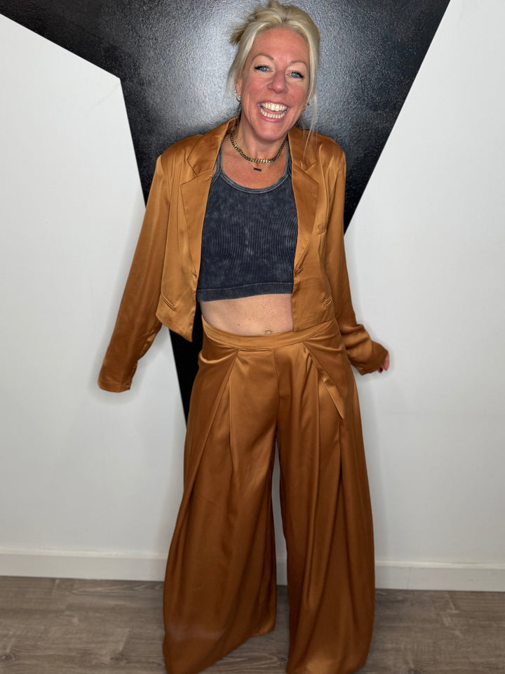 Ezra Satin Crop Blazer