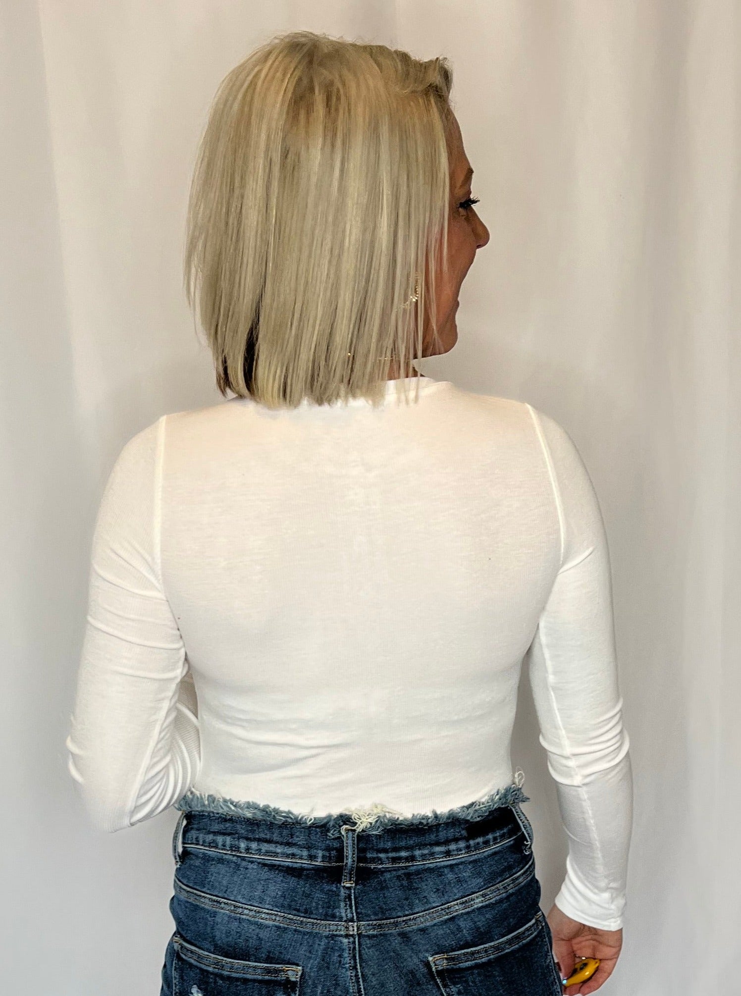 Ava Long Sleeve Bodysuit in White