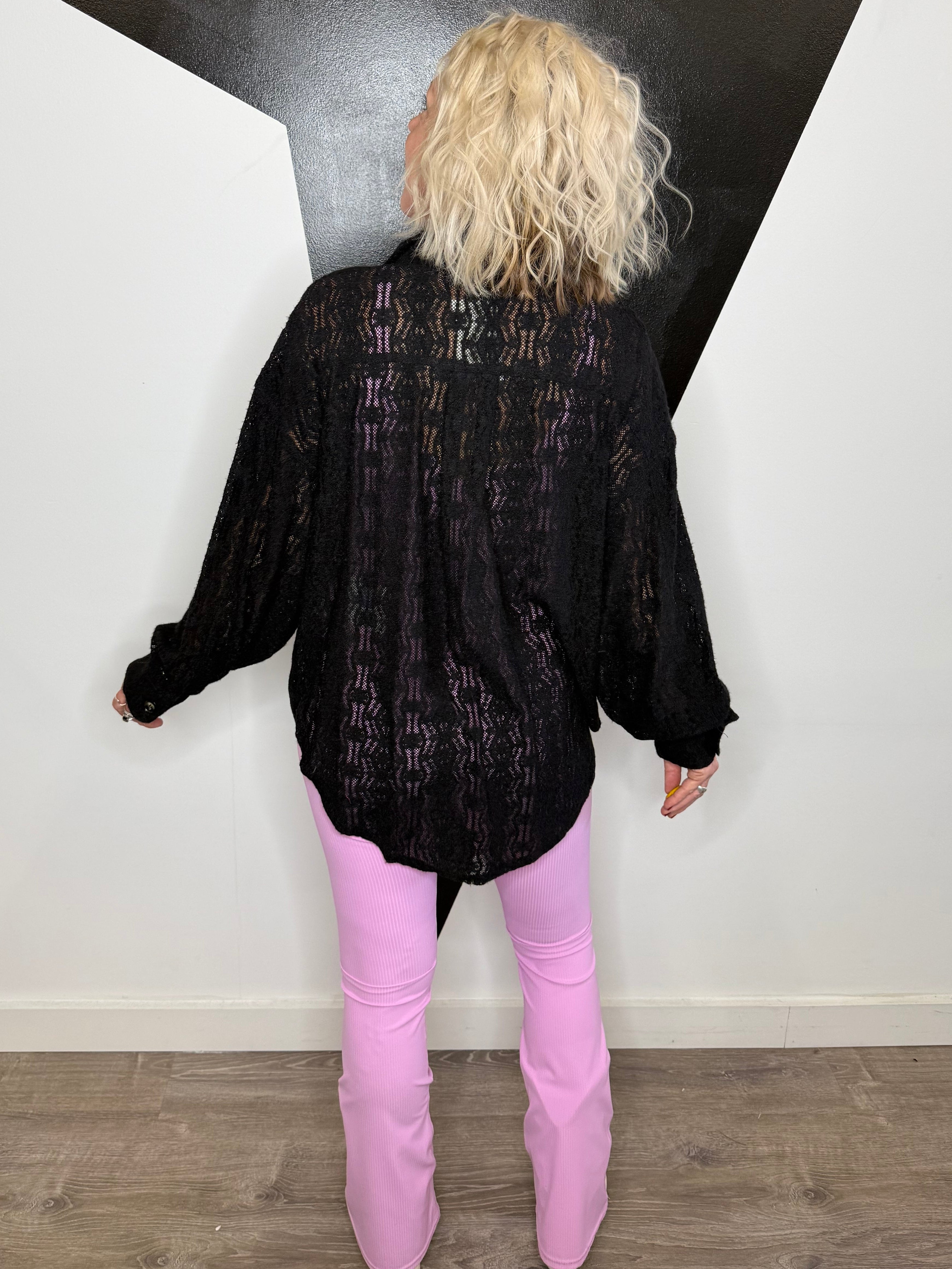 Lace Tunic Shacket in Black