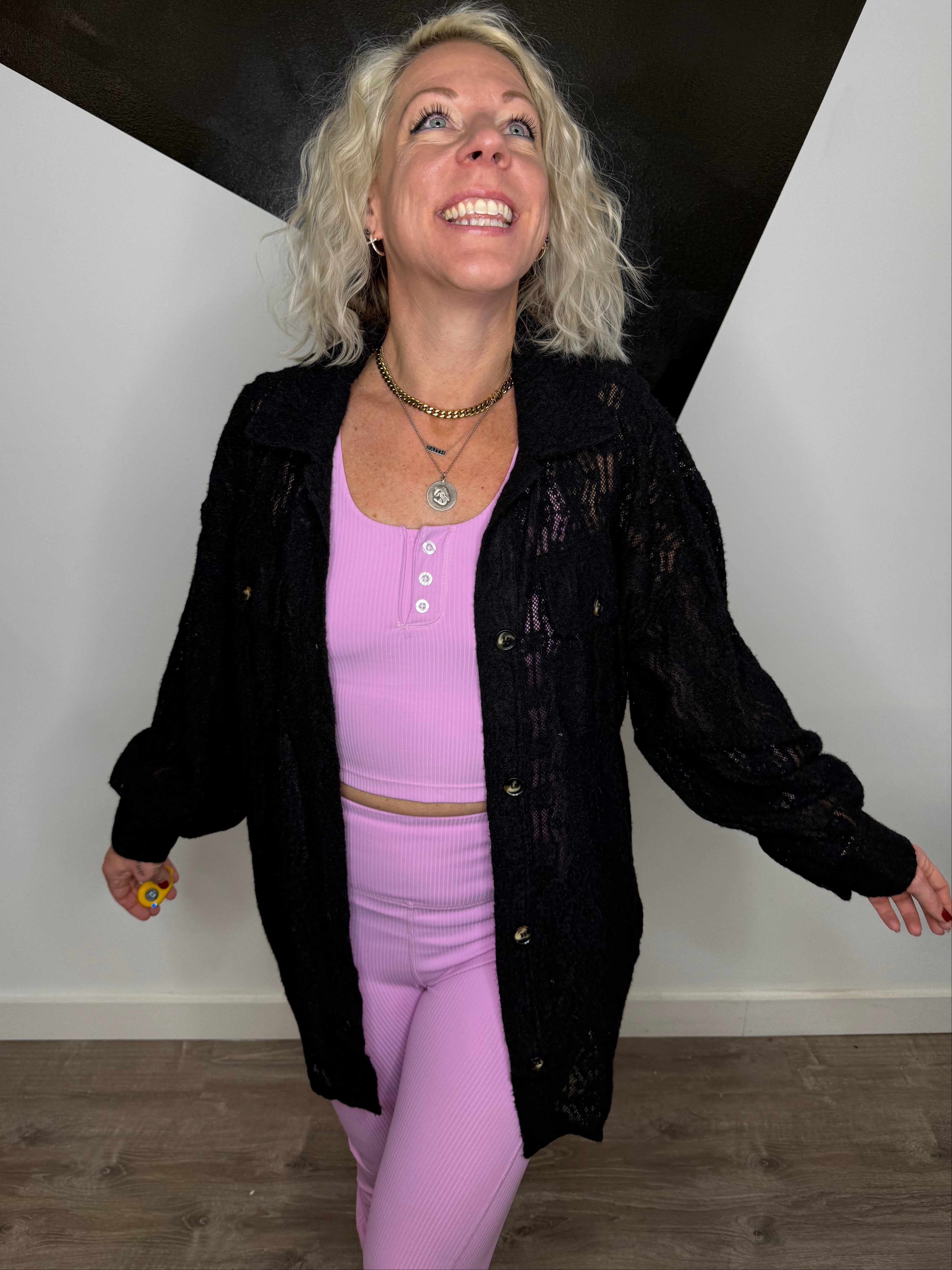 Lace Tunic Shacket in Black