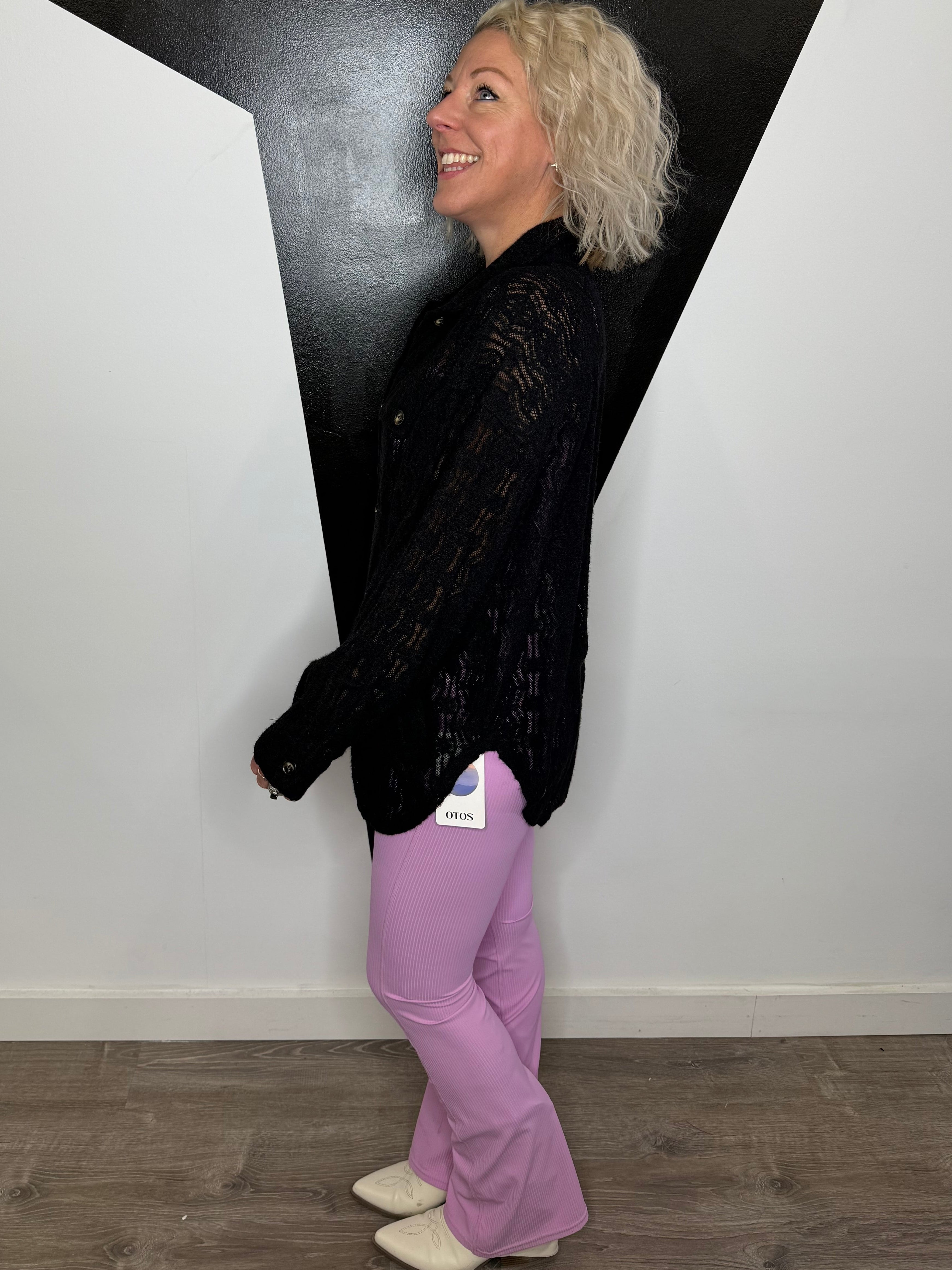 Lace Tunic Shacket in Black